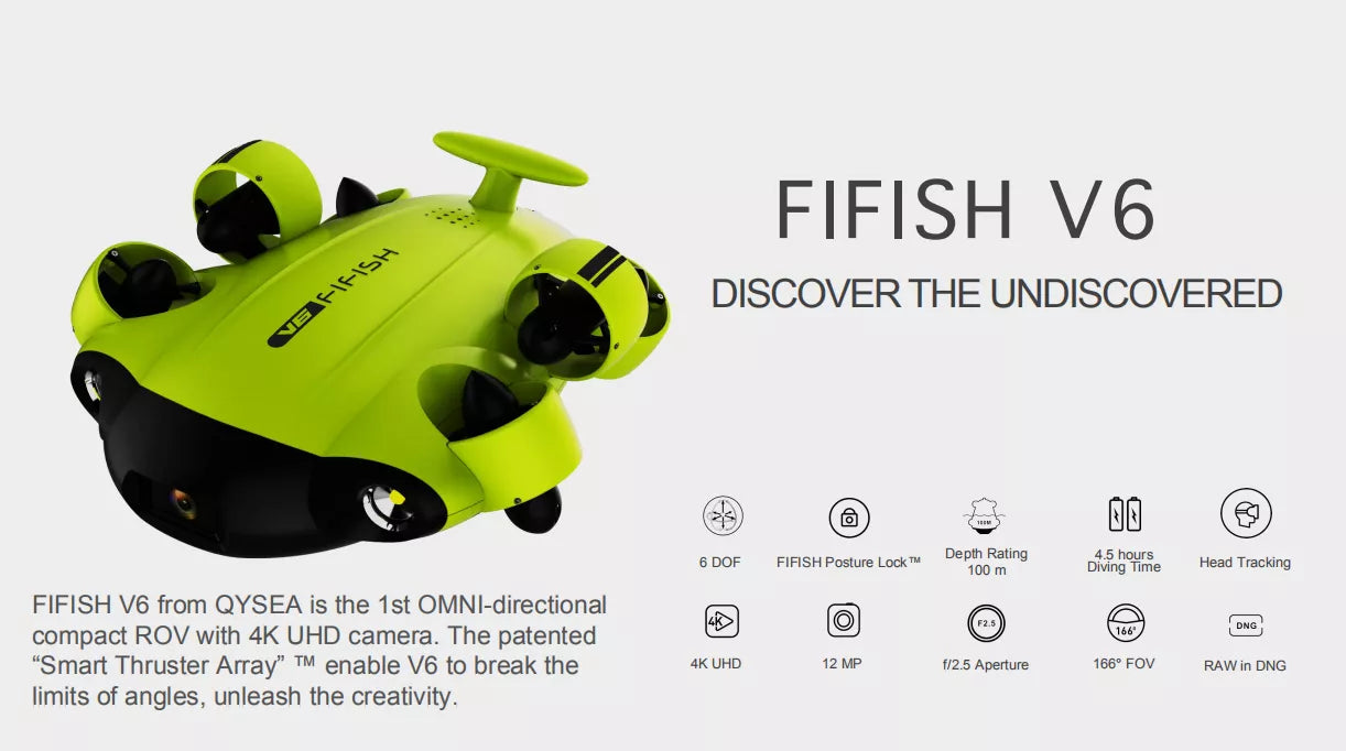 Fifish V6 Underwater Drone 100M Cable 4K UHD Camera - CHT Electronics