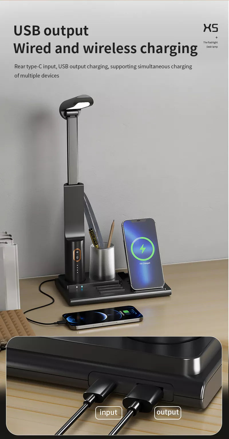 Desk LED Lamp Wireless Charger Station with Pen Container 15W - CHT Electronics