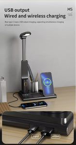 Desk LED Lamp Wireless Charger Station with Pen Container 15W - CHT Electronics