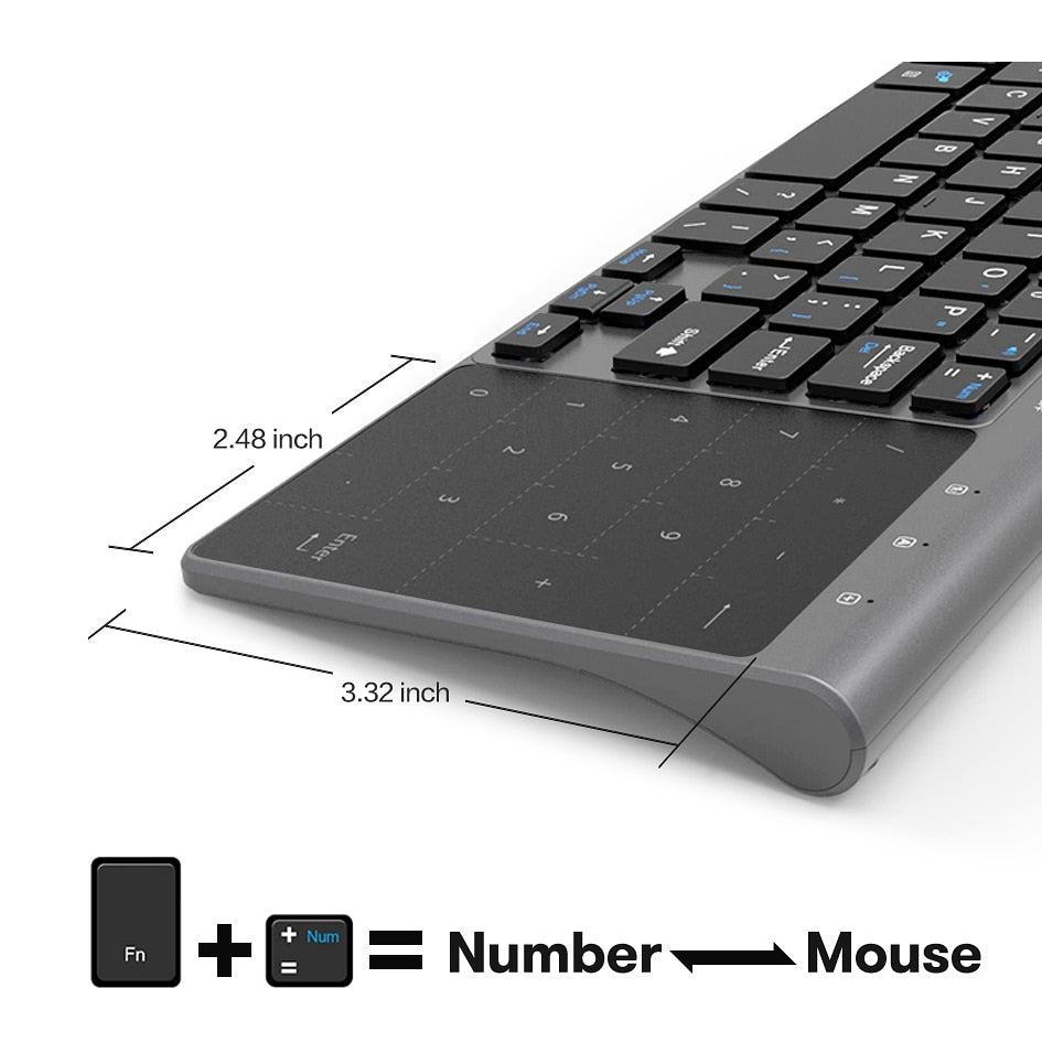 2.4G Wireless Keyboard with Number Touchpad - CHT Electronics